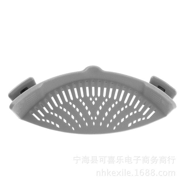 Silicone Kitchen Strainer Clip Pan Drain Rack Bowl Funnel Rice Pasta Vegetable Washing Colander Draining Excess Liquid Univers